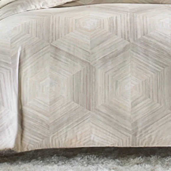 Hotel Collection Luster Geo Cream and Seafoam Green Cotton Duvet Cover Set - Picture 3 of 4